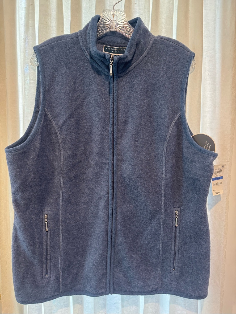 Karen Scott Blue women’s XL Full-Zip Soft Fleece Vest
